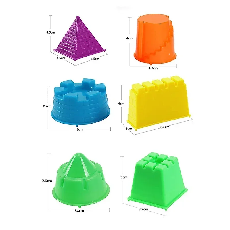 6pcs/set Castle Sand Clay Mold Portable Baby Children Kids Educational Mould Toys Building Sights Sandcastle Beach Sand Toys