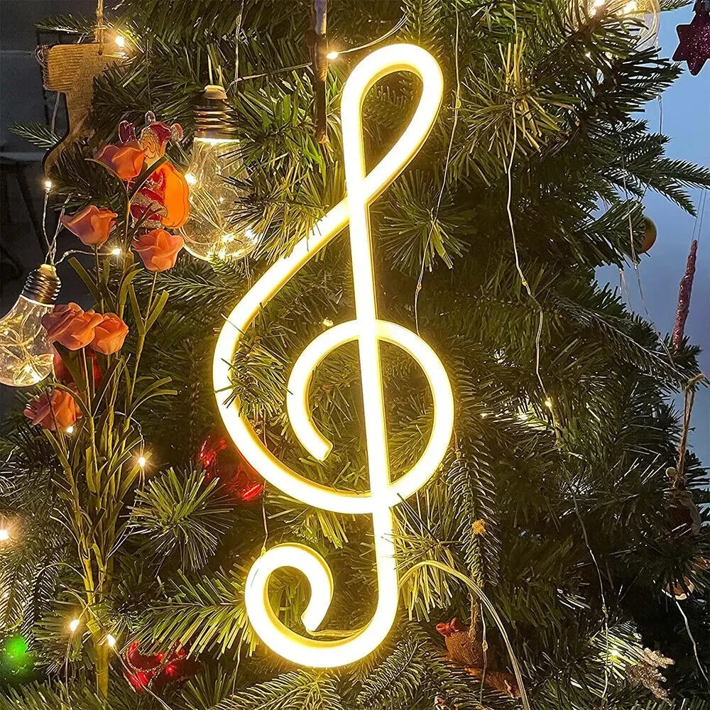 Music Note Guitar LED Neon Light Festival Decoration Luminous Neon Lamp Bedroom Living Room KTV Bar Party Home Decor Lamp