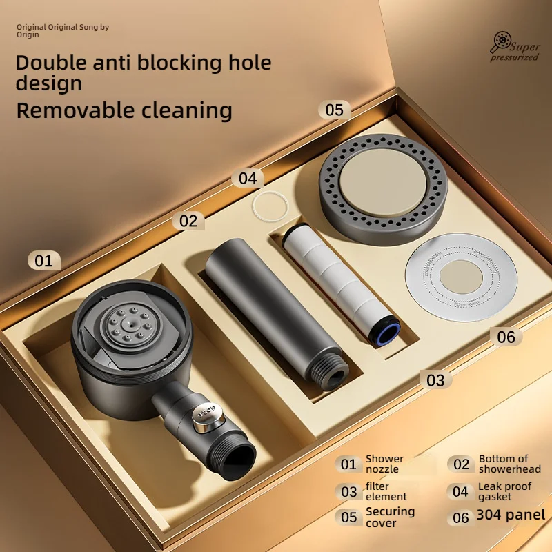 For wearing spray dual turbo shower, super strong bathroom shower head, pressurized shower head set
