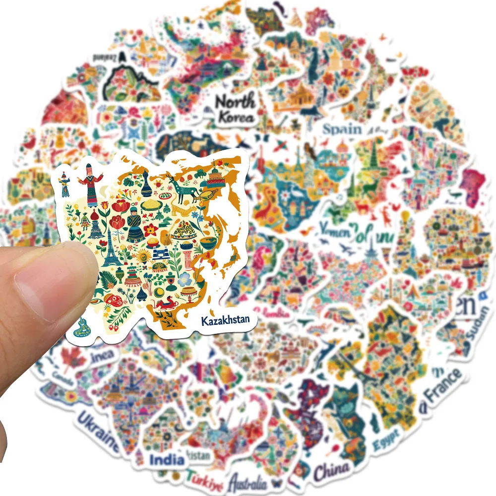 10/30/50PCS World Map Sticker Funny Decals Waterproof Graffiti DIY Scrapbook Luggage Laptop Phone Car Bike Skateboard Kids Toy