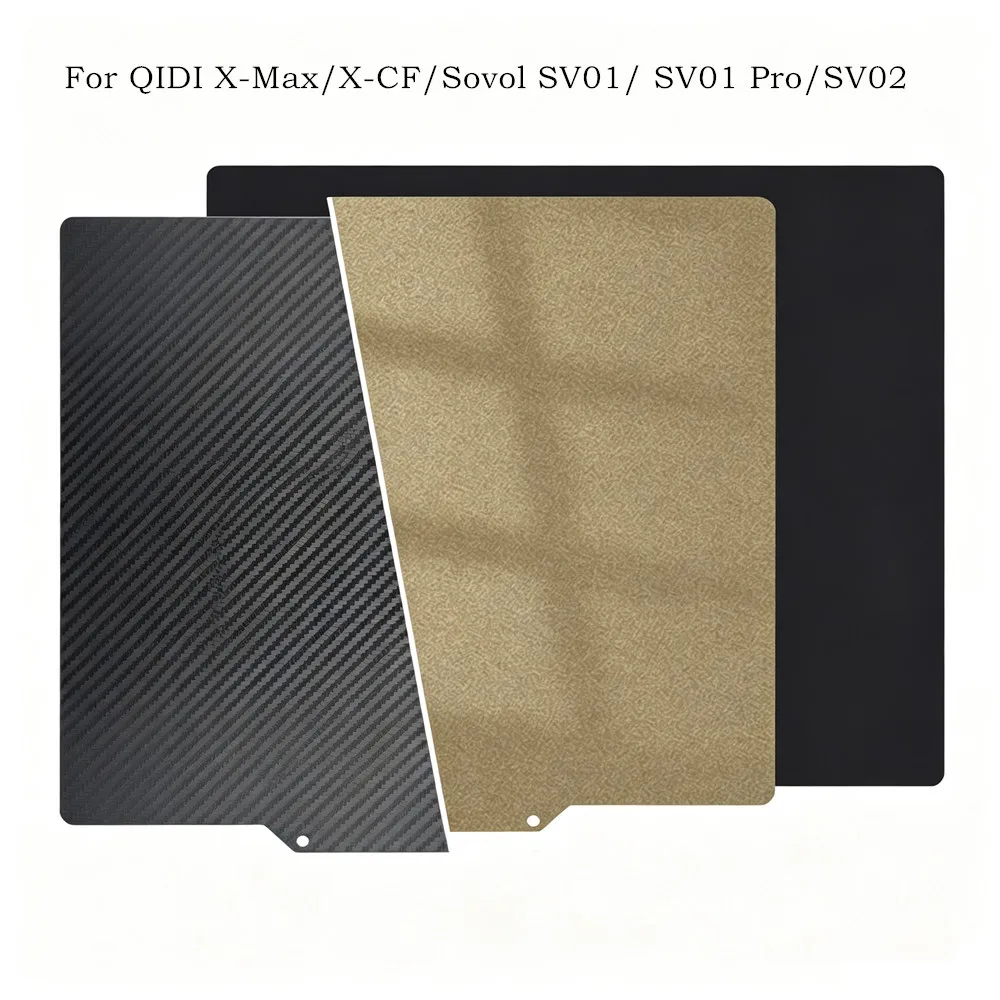 

For QIDI X-Max/X-CF Build Plate Carbon Fiber Smooth PET+Textured PEI Spring Steel Plate 300x255mm for Sovol SV01 SV01 Pro SV02
