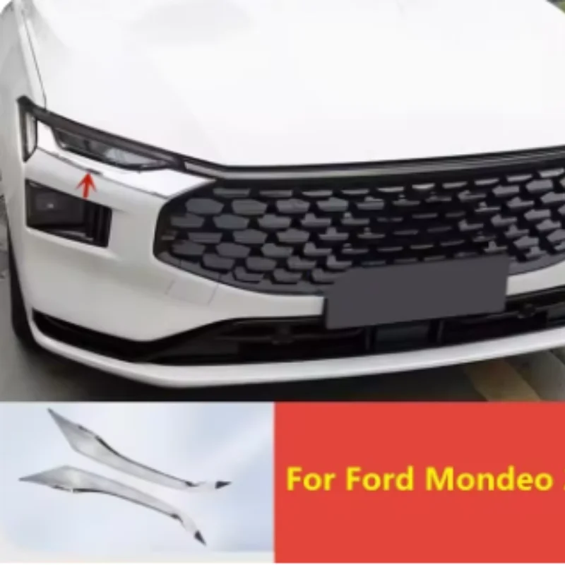 For Ford Mondeo 2022 2023 Car Styling Head Lamp Light Eyebrow Cover Protector Decoration Accessories Exterior Sticker Trim Strip