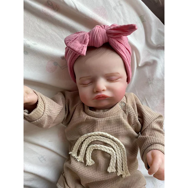 45CM Rosalie Reborn Doll Sleeping Polular Soft body Hand-Drawing Hair 3D Skin Tone with Veins Collectible Art Doll