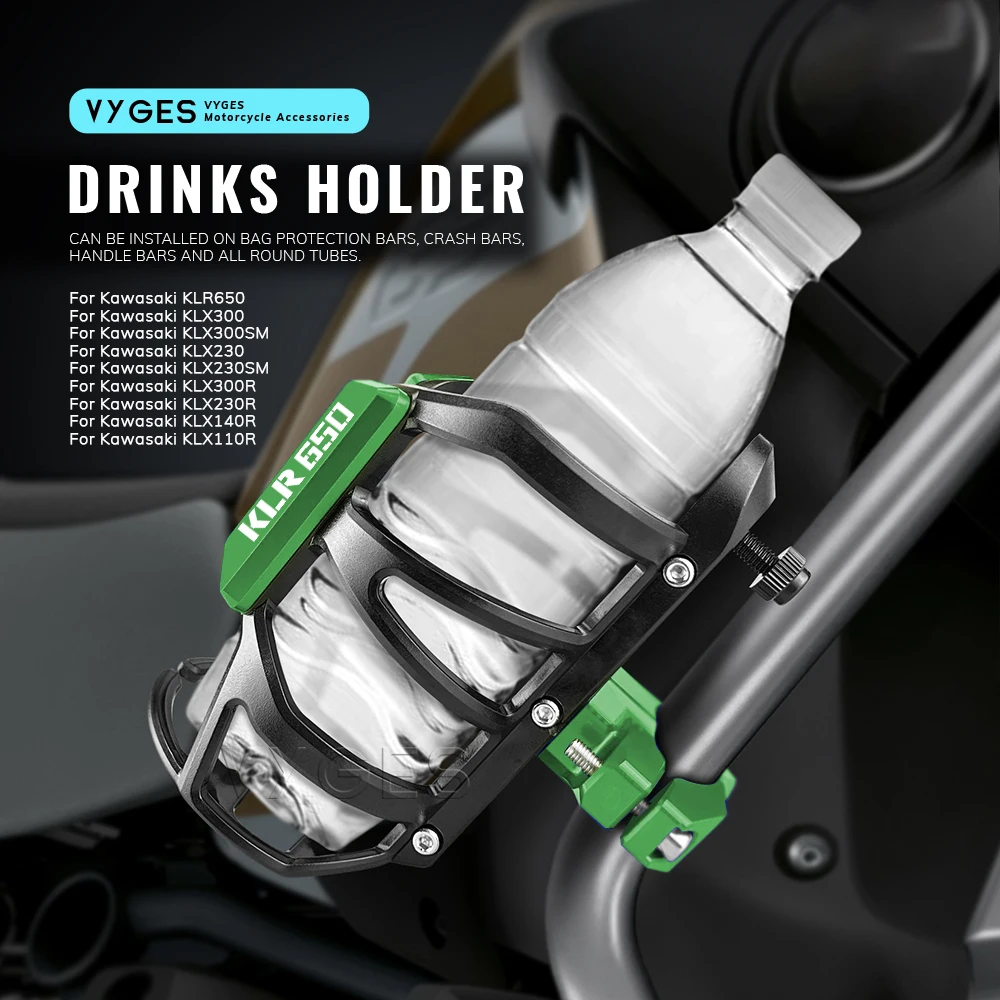 Motorcycle Beverage Water Bottle Cage Drinks Holder Water Cup Holder For Kawasaki KLR650 KLX300 KLX300SM KLX230 KLX230SM KLX300R