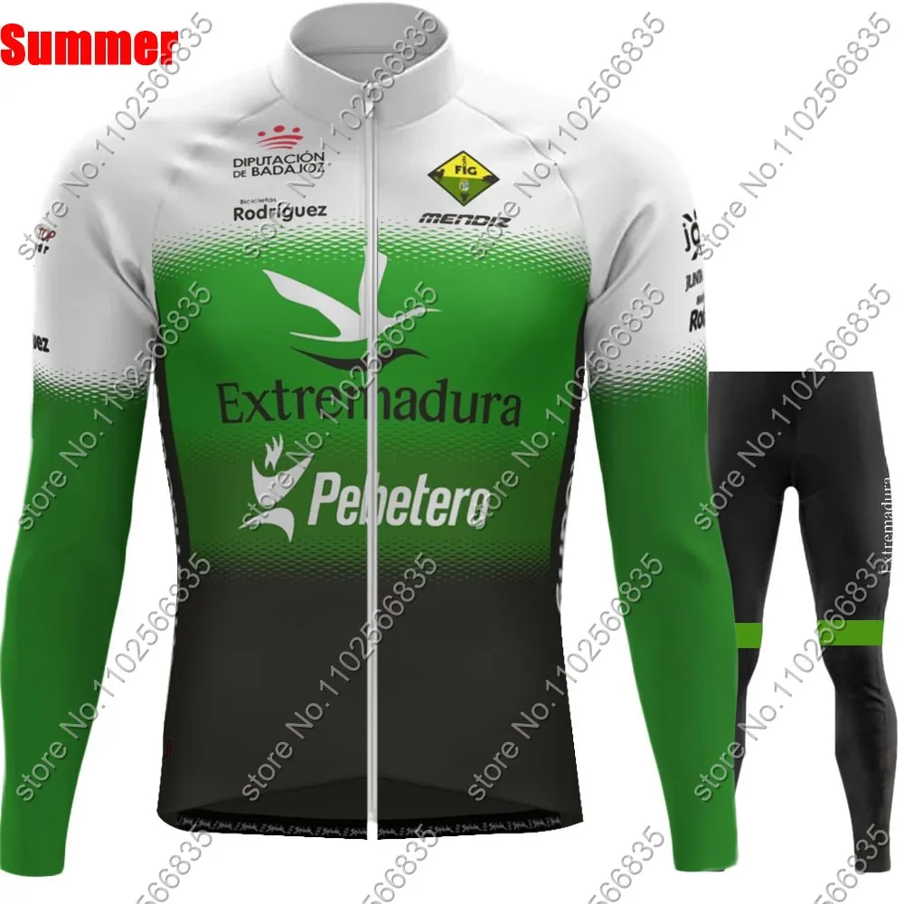 Extremadura - Pebetero 2024 Cycling Jersey Set Long Sleeve Spanish Winter Summer Green  Clothing Suit MTB Bike Road Pants Bib