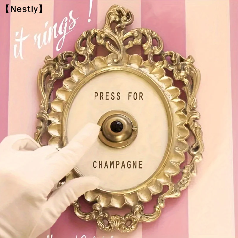 Botón de Presión para Campanilla de Puerta con Diseño de Champán, Mini Botón de Presión para Campanilla de Puerta, Decoración Temática de Champán〔Nest〕