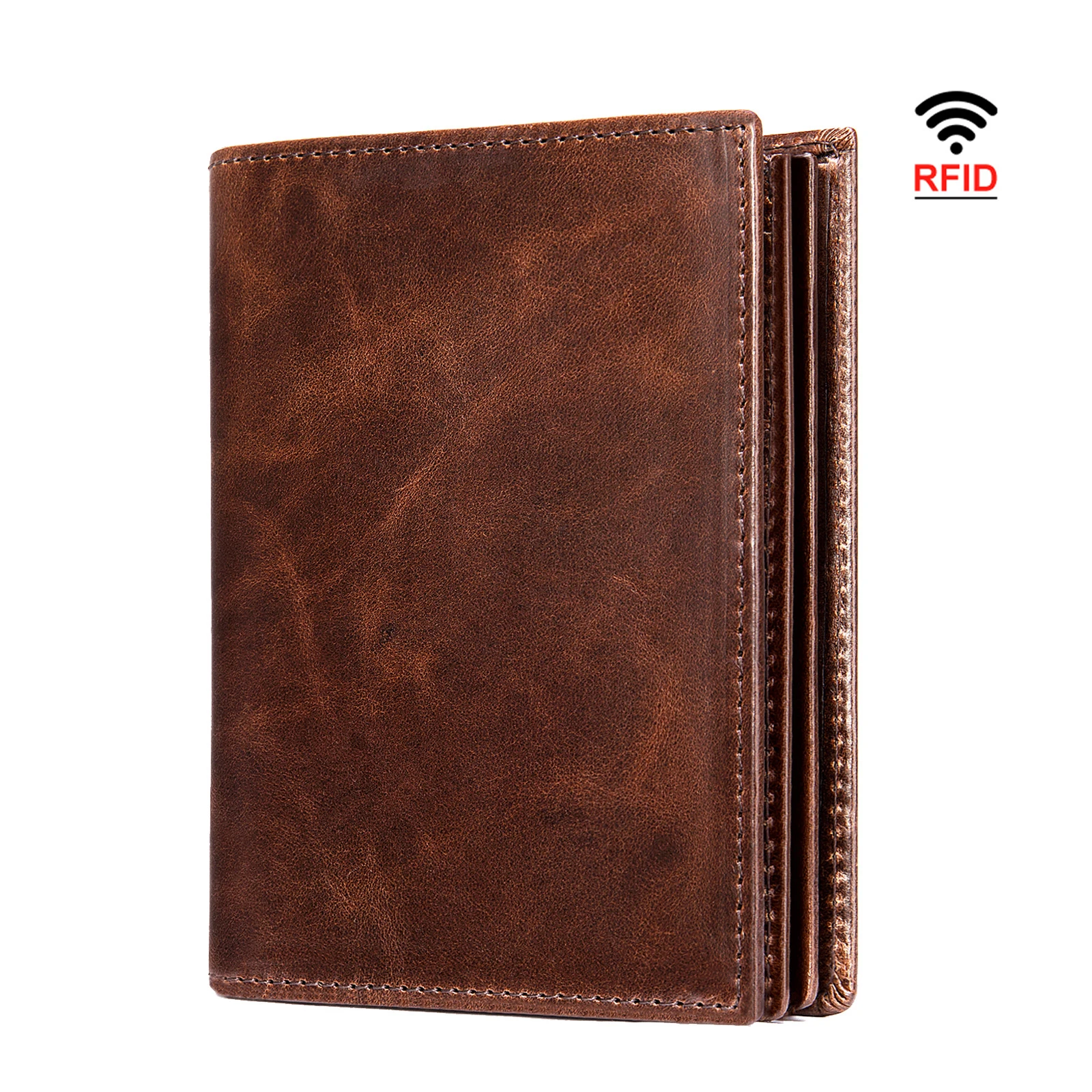 

Classic Genuine Leather Men Wallets RFID Blocking Fashion Trifold Coin Pocket Card Holder Men Purse Male Wallets Money Bag