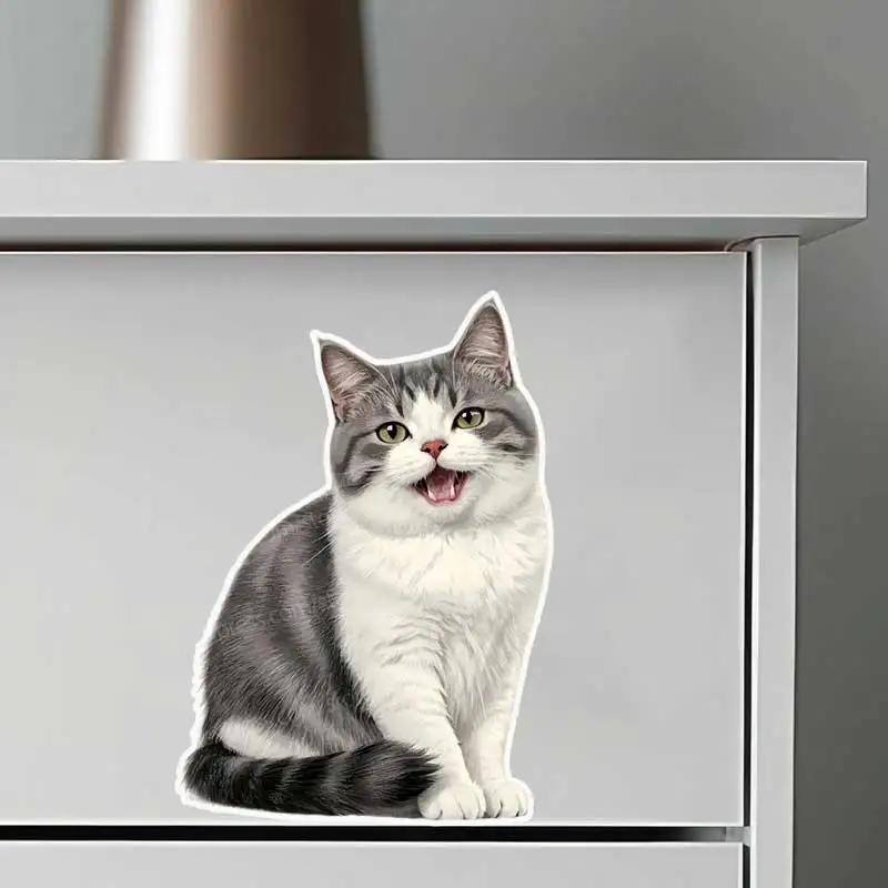 Well-Behaved Raccoon Flower Cat Wall Stickers Self-Adhesive Waterproof Decorations for Living Room Bedroom AA40