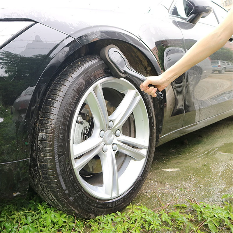 Car Tire Wheel Waxing Sponge Washing Cleaning Brush Polishing Long Handle Brush Wax Polishing Washer Wipe Paint Care Removable