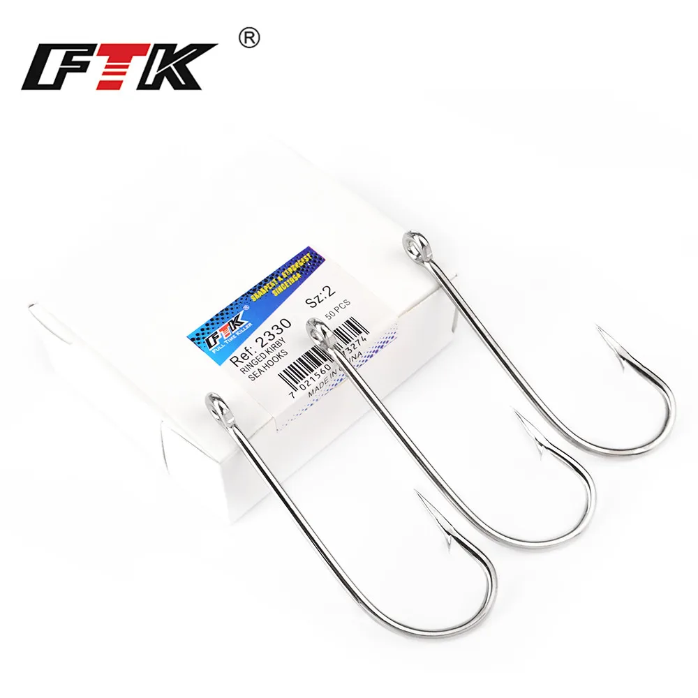 

FTK High Carbon Steel Fishing Hook Barbed Sea Fishing Hook Size 2#-9# Long Handle Ringed Hook Saltwater Carp Fishing Accessories