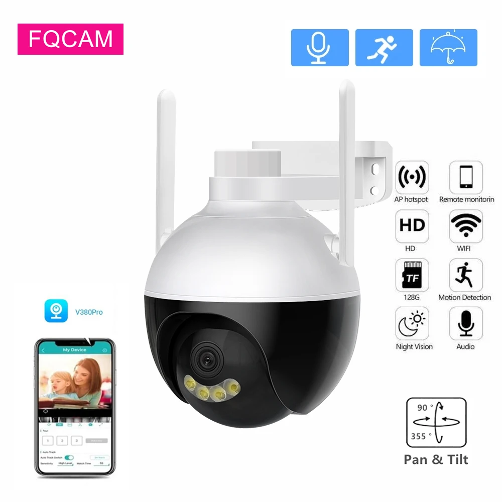 

V380 Pro 3MP WIFI Wireless Dome Camera Outdoor Two Ways AUDIO Waterproof Wireless Security Camera Motion Detection