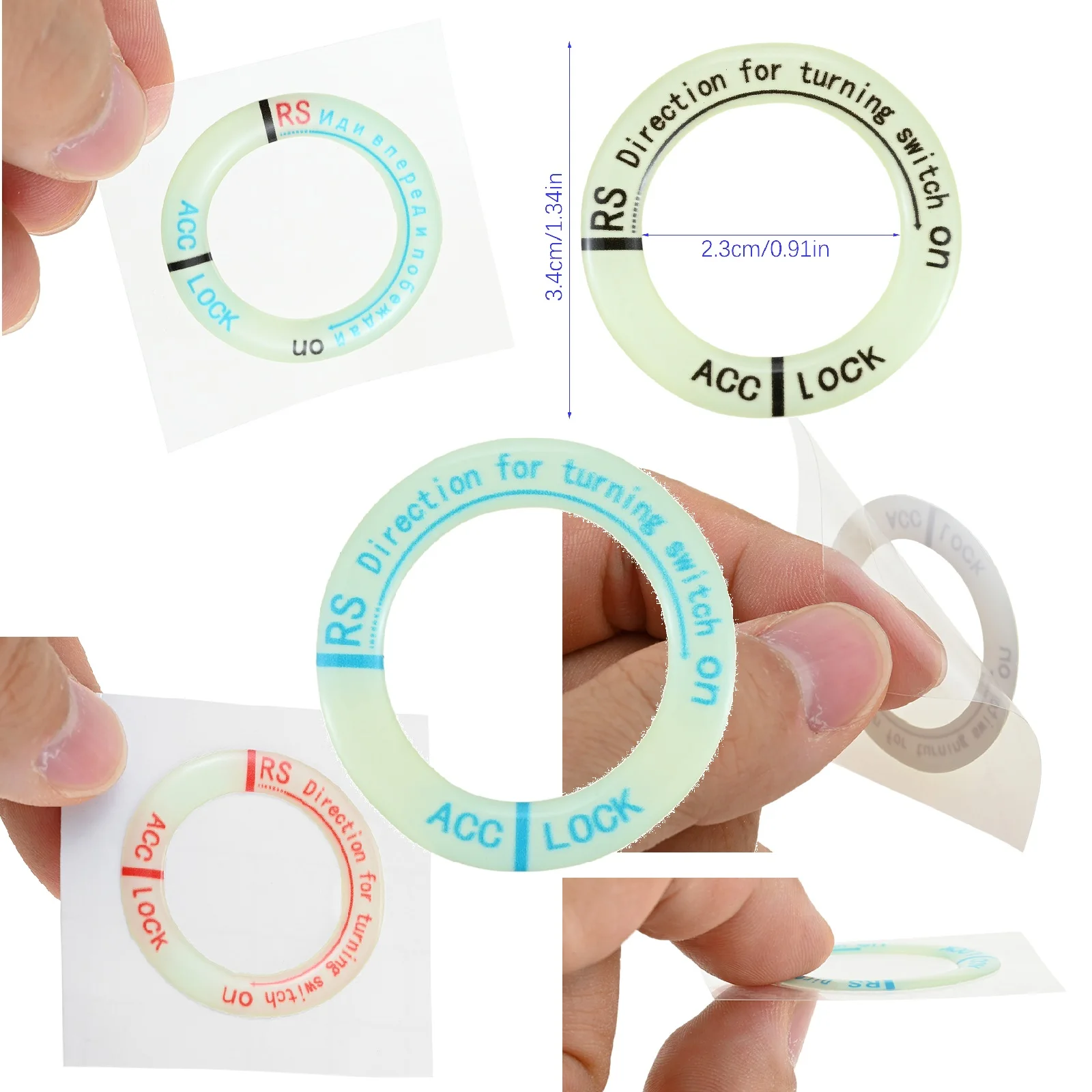 

1Pc PVC Motorcycle Luminous Ignition Cover Switch 3D Stickers Black/Red/Blue Car Motorbike Luminous Keychain Decoration Decals