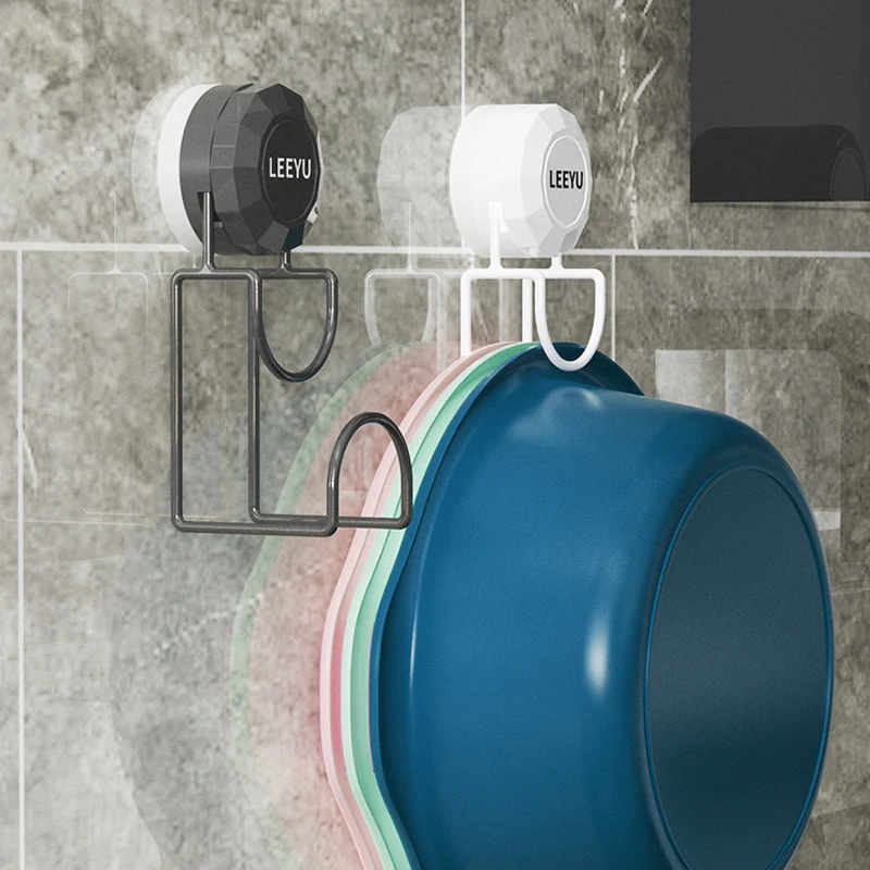 

Bathroom Suction Cup Hook Without Punching Wall-mounted Washbasin Storage Rack Traceless Space-saving Washbasin Hook