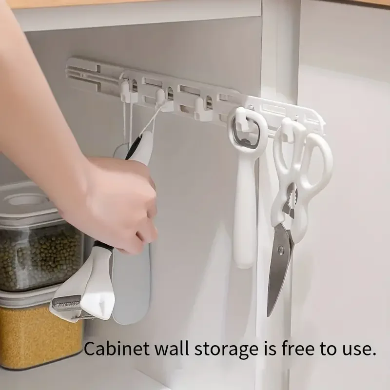 Wall-Mounted Storage Hook No Drill Telescopic for Bathroom Kitchen Organization of Home Accessories