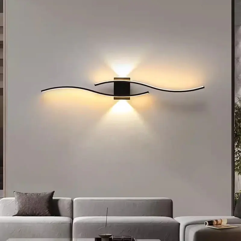 

Zwart Goud Indoor LED Wandlamp Voor Slaapkamer En Woonkamer Aluminium LED Wandlamp Balkon Gangpad Wandlamp Decoratie