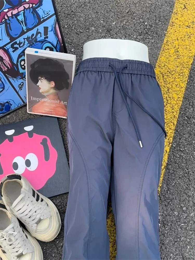 American Sle Slant Cut Tee Proof Qui Dry Men's Summer Thin Ice Silk Casual Long Pants Straight Leg Micro Flared Breathable