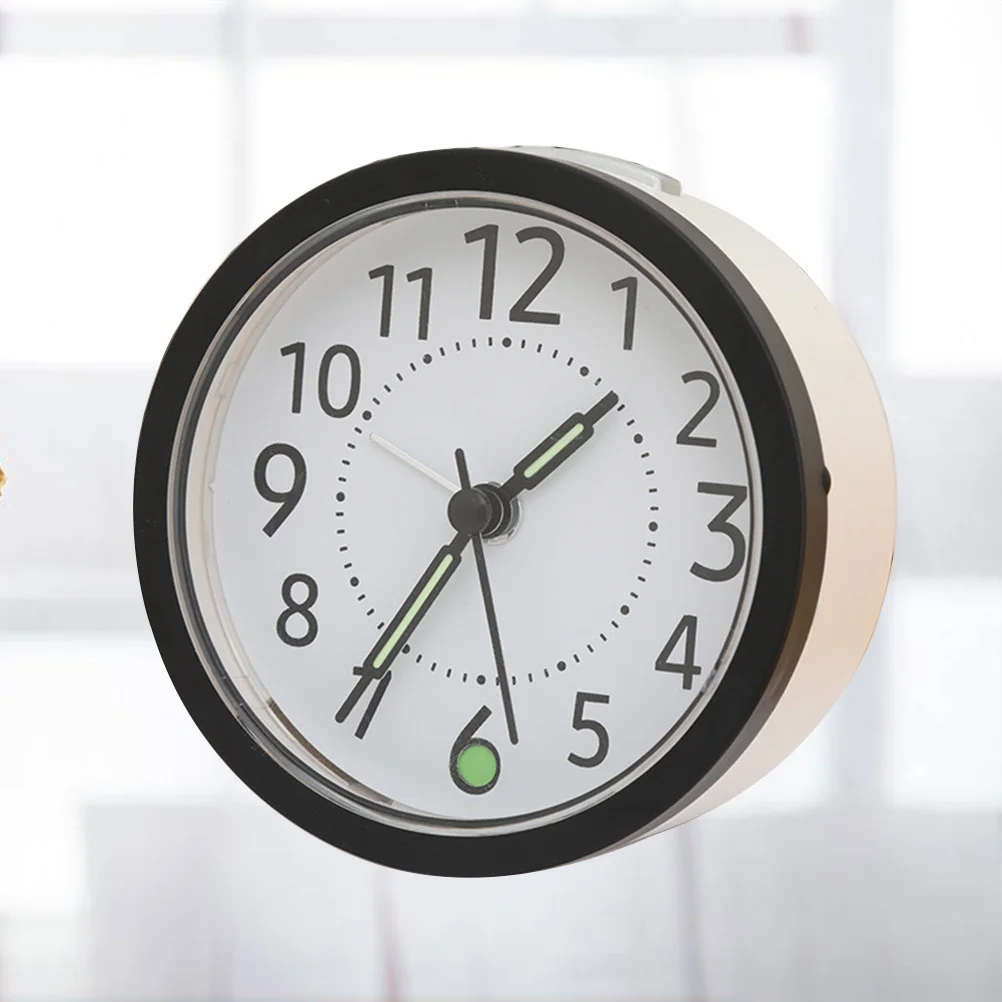 

Silent Desk Table Clock Black White Plastic Alarm Mute Night Light Bedside Home Office Student Dorm Dormitory Decoration