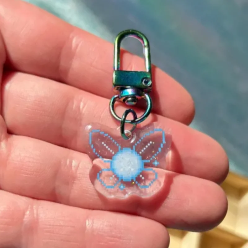 Glitter Epoxy Acrylic Zelda Keychain Charm Annoying Fairy Pixel Game Story Collectible Keyrings for Fans