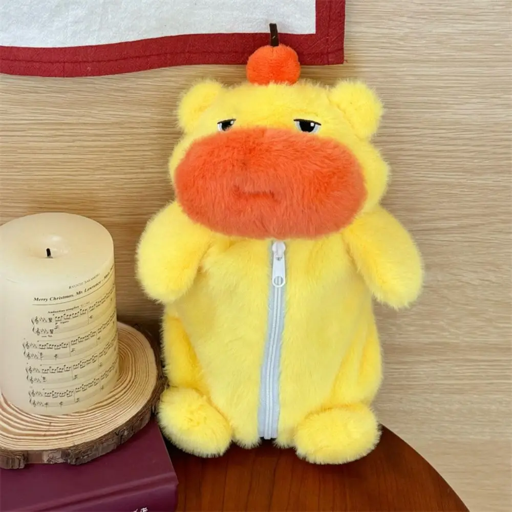 Portable Plush Capybara Lulu Pen Bag Cartoon Soft Stationery Organizer Large Capacity Stuffed Doll Pencil Case Students Gift