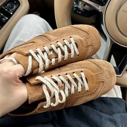 Comfortable European genuine leather high niche retro German training shoes women summer breathable flat sole sports board shoes