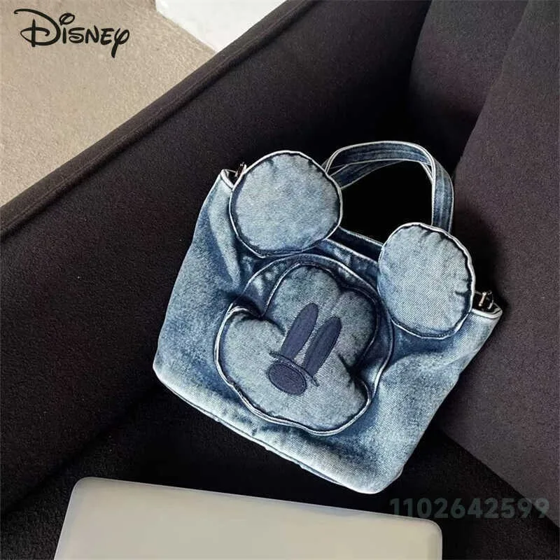 Disney-mickey bolsa de ombro feminina, bolsa tiracolo de grande capacidade, desenhos animados, armazenamento de bonecas, alta qualidade, moda, novo, 2024