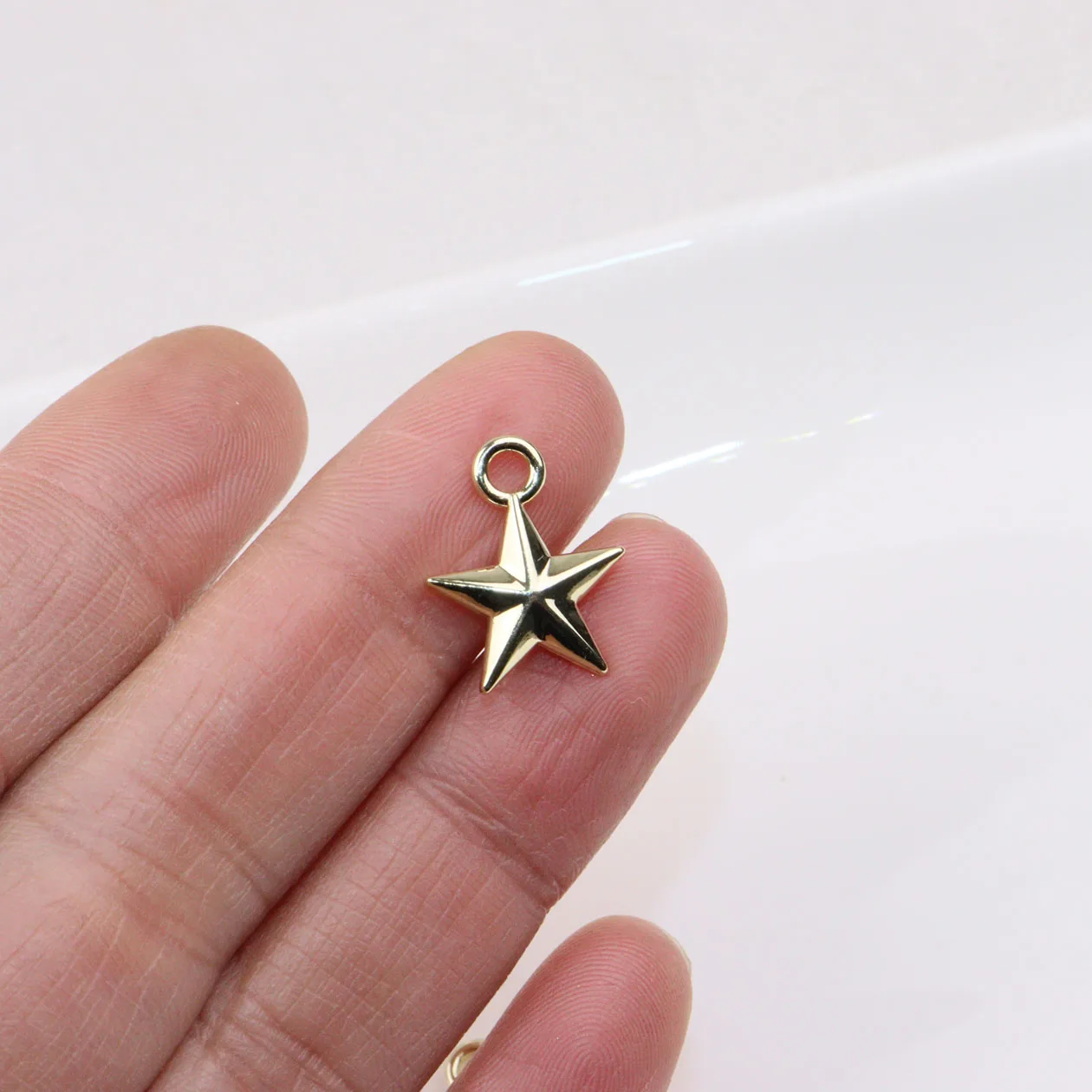 Eruifa 20pcs 12mm Wholesell 3D Star Charms Zinc Alloy Women's Necklace Earring Fashion Jewelry Handmade DIY Pendant 2 Colors