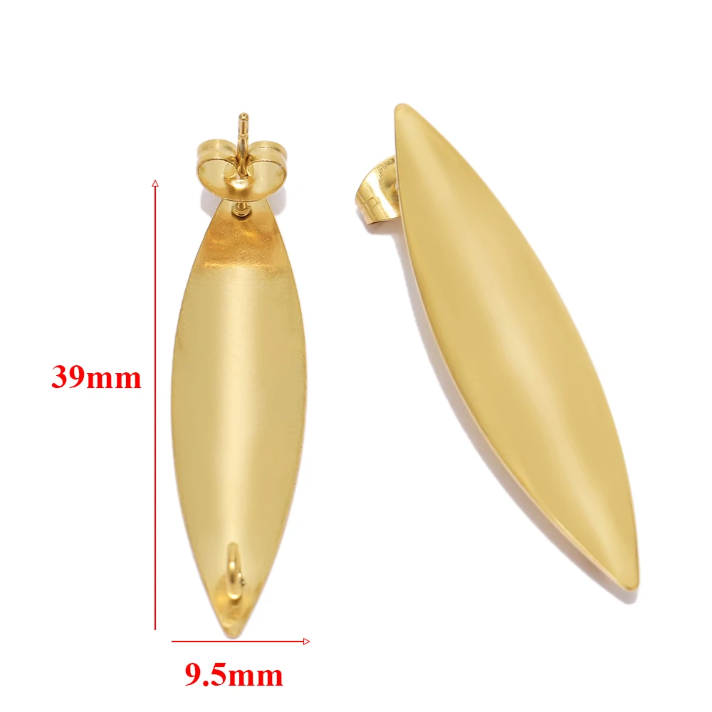 10Pcs 18K Gold Rvs Lange Rechthoek Stud Berichten Voor Diy Fashion Oorbellen Maken Overdreven Sieraden Bevindingen