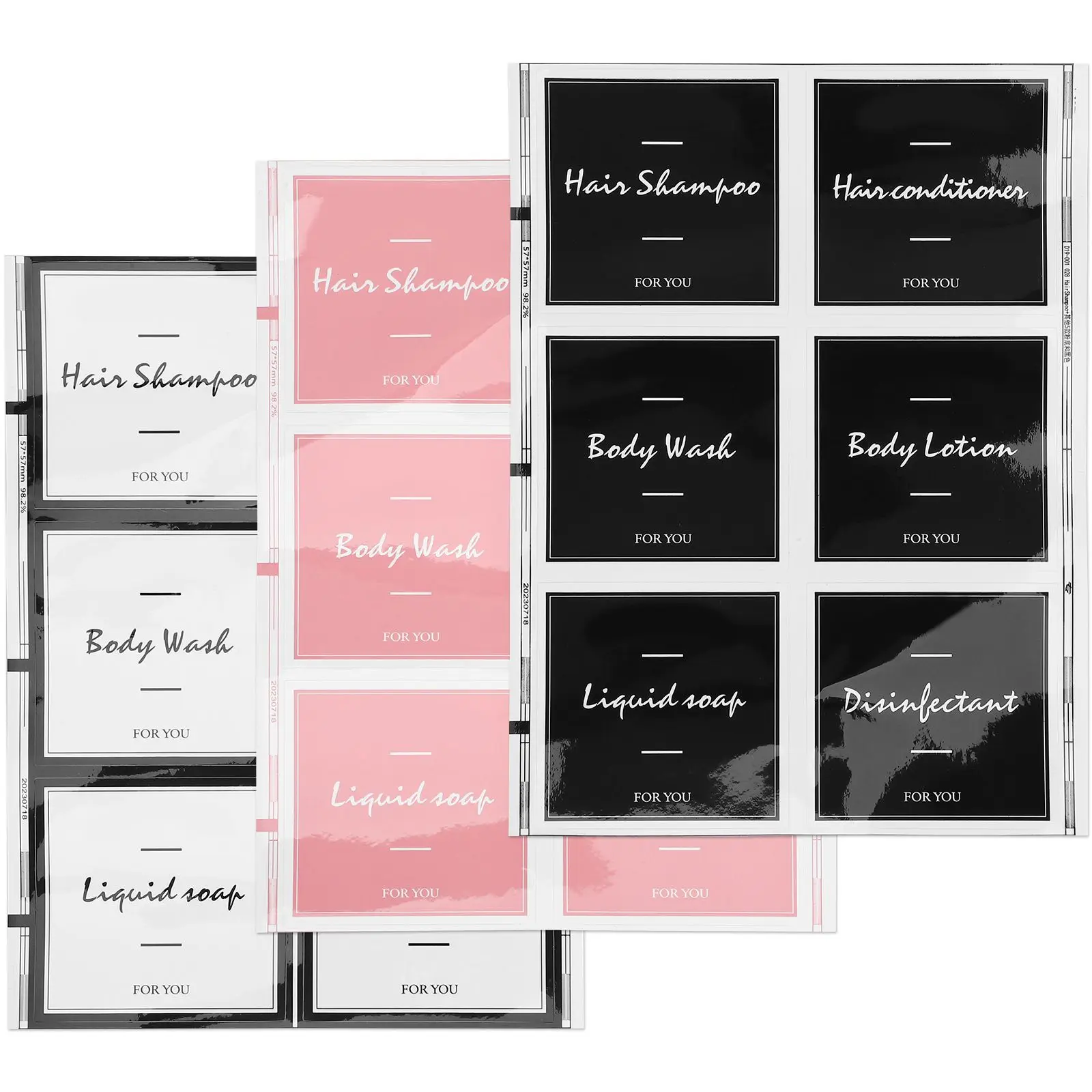 

3 Sheets Waterproof Bathroom Labels Shampoo Dispenser Self Adhesive Toiletries Stickers Lotion Bottle Label Organizing Solution
