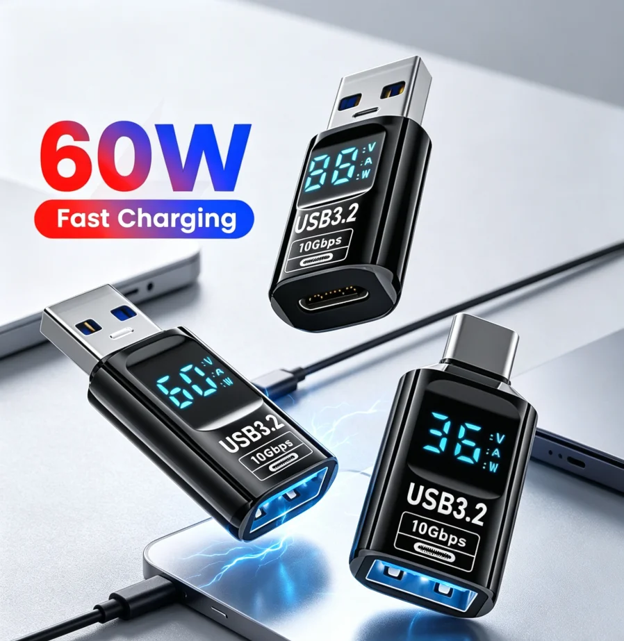 USB 3.2 Digital Display Adapter USB To Type C OTG For iPhone 15 Samsung PC Laptop Fast Charging Adaptador USB a Tipo C
