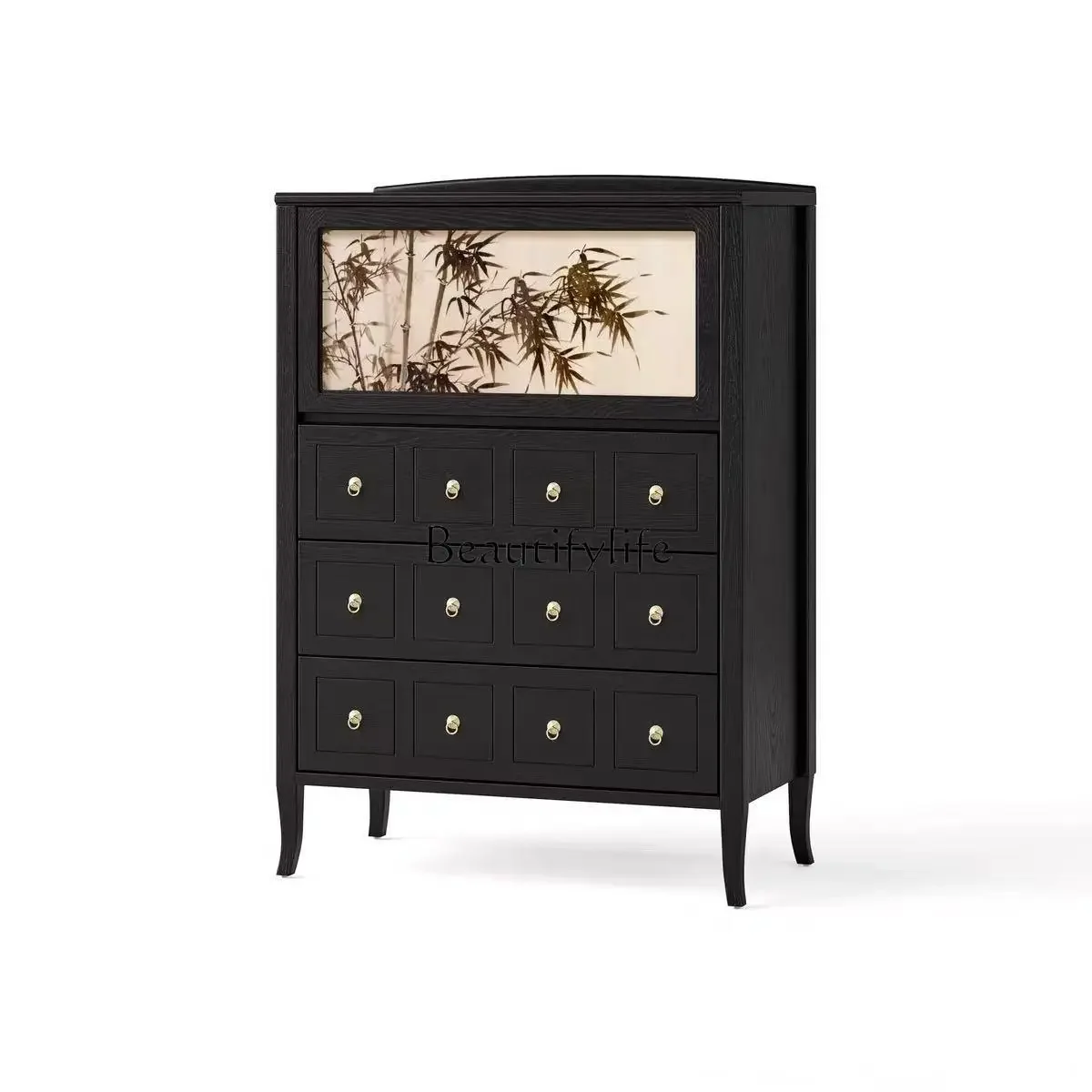 

LJY*French retro solid wood chest of drawers fragrant cloud yarn upturned door bedroom locker
