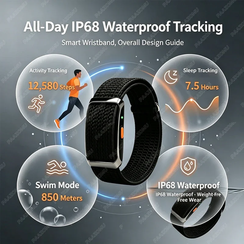 2026 Screenless Health Fitness Tracker Activity Watch for Men & Women Heart Rate & Sleep Monitor Sport Smart Bracelet without Sc