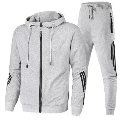 Conjunto de ropa deportiva de invierno para hombre, Sudadera con capucha de color sólido y pantalones deportivos, ropa deportiva informal suelta