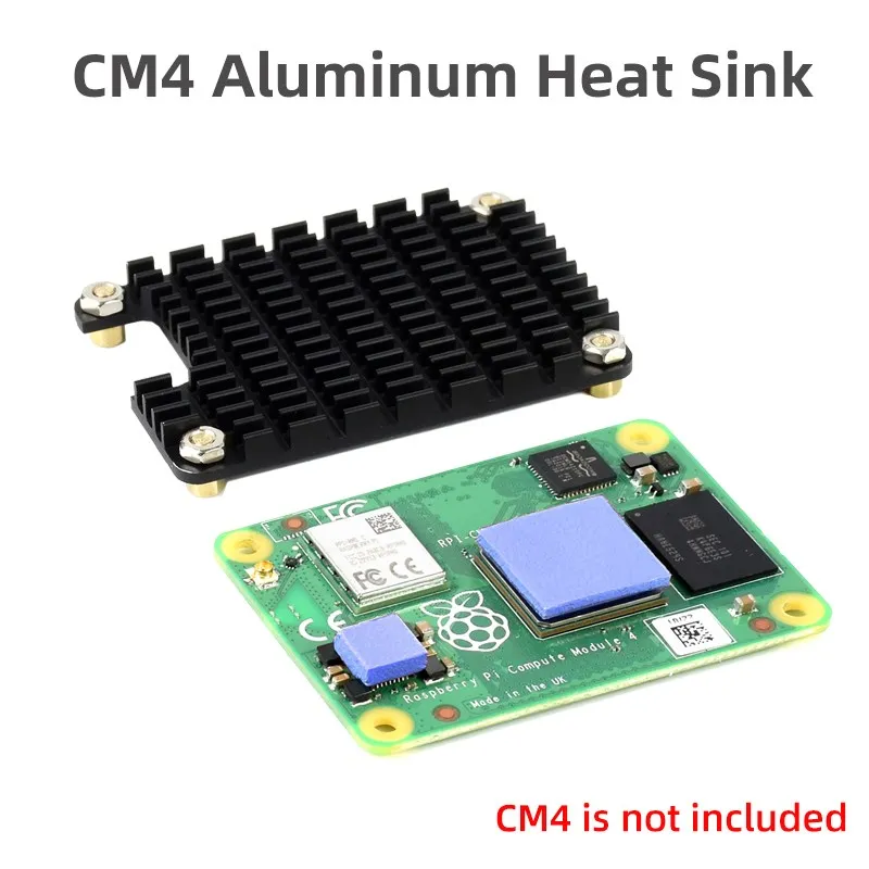 

Raspberry Pi CM4 Aluminum Alloy Heatink with Silicone Heat Dissipation Pad Radiator for Raspberry Pi Compute Module 4