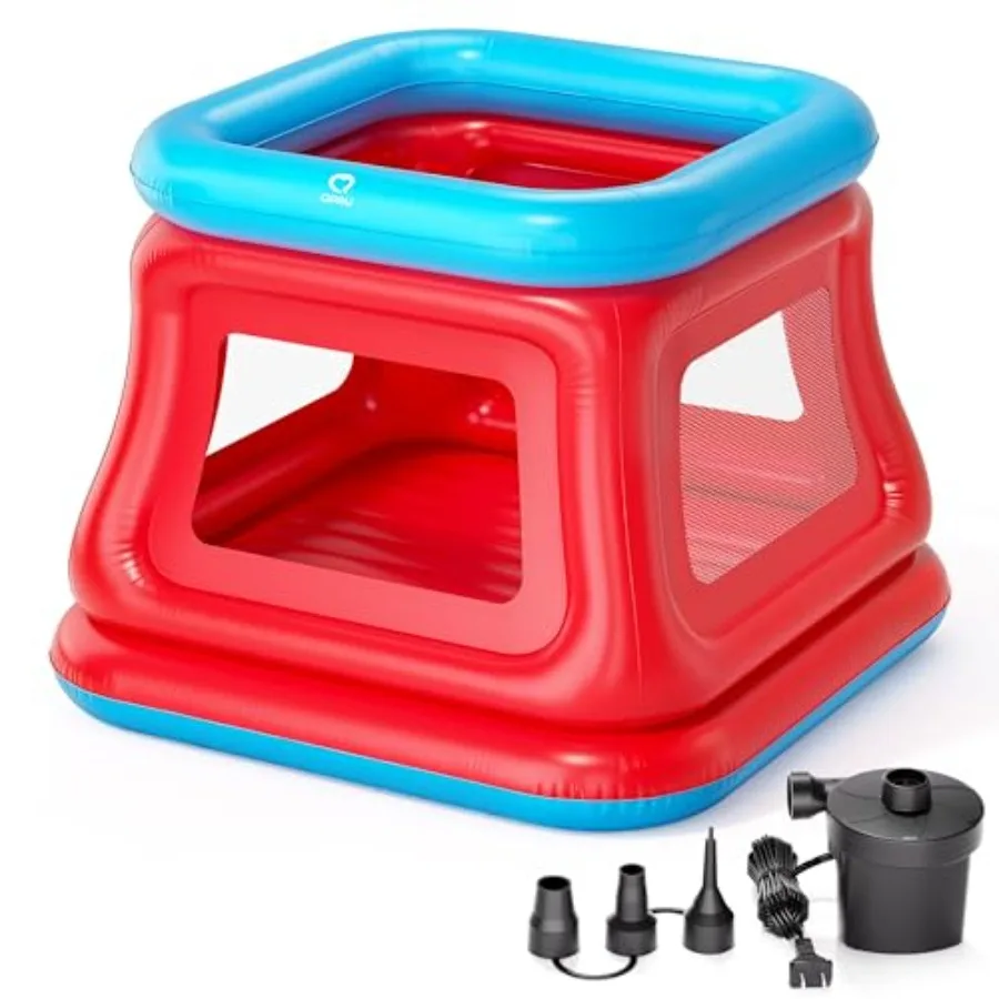 

Надувной батут-комплекс 3-в-1: батут, бассейн с шариками и надувной замок с защитной сеткой, с открытым входом, для улицы и дома