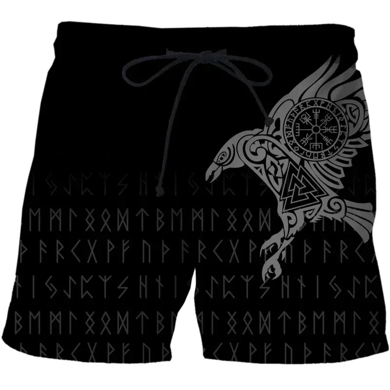 

Viking Myth Valhalla Totem 3D Print Beach Shorts Graphic Men's Casual Sport Shorts Summer Surfing Shorts Comfortable Short Pants