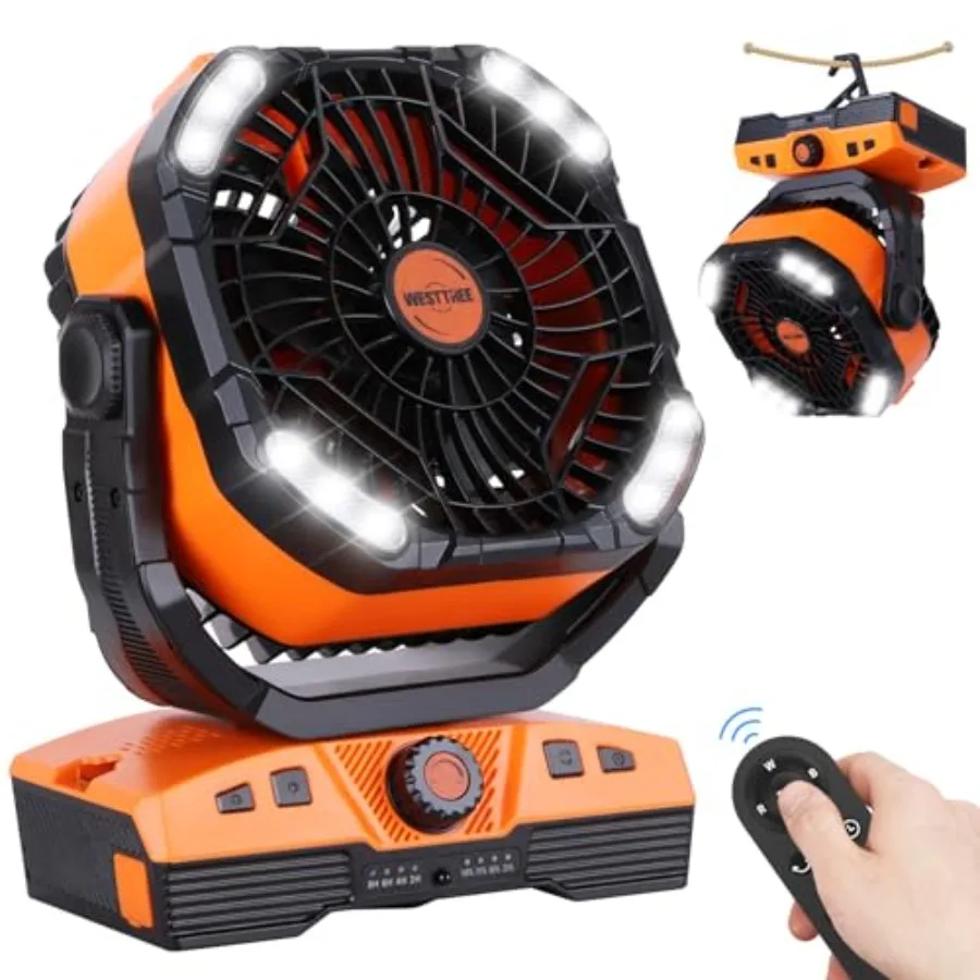 

20000mAh Camping Fan Oscillating Portable Fan Battery Powered Fans Rechargeable Camping essentials with Light Hook 270° Pivot U