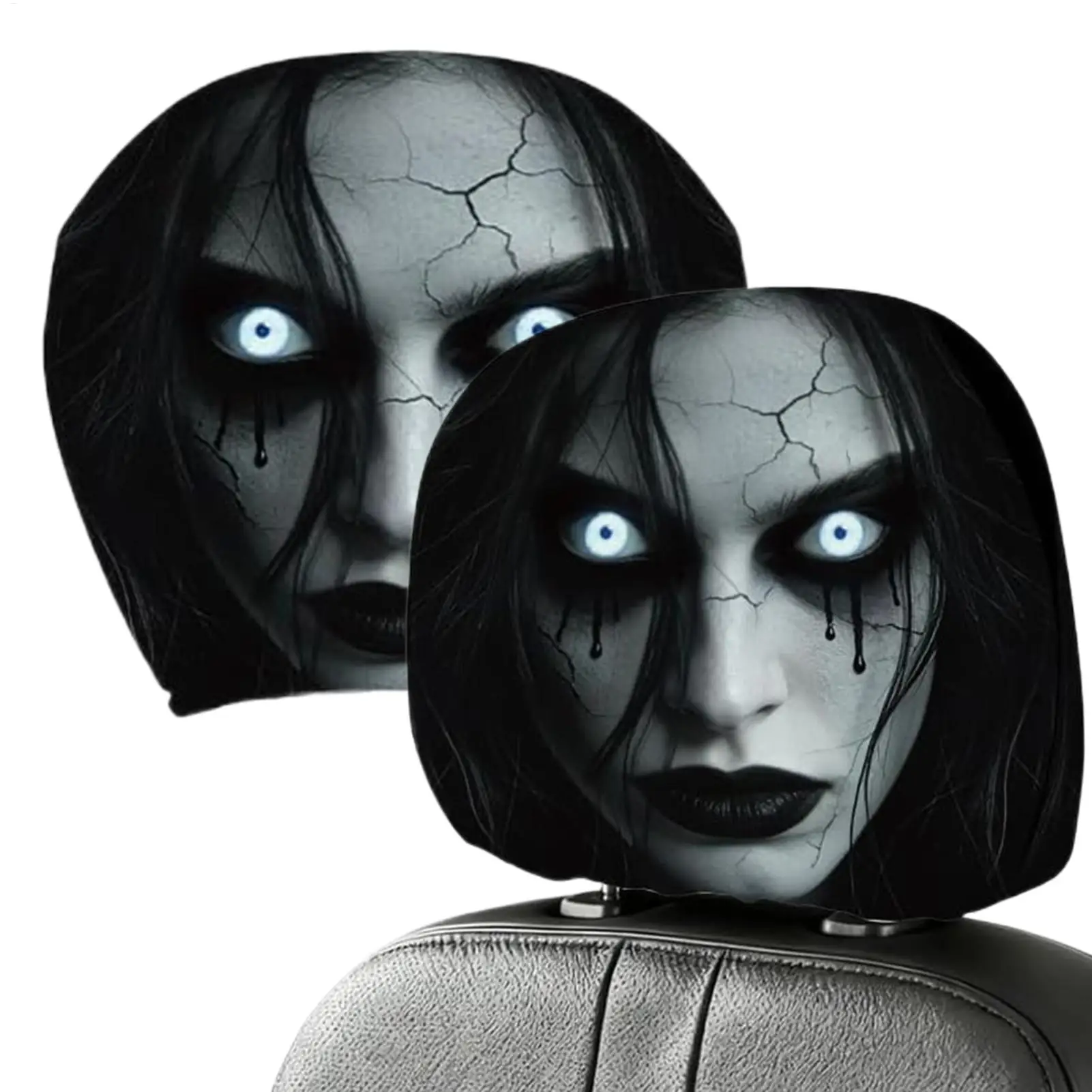 2/1pcs Scary Headrest Cover Halloween Decoration Accessories Hilarious Car Headrest Protector for Men Women Family Friends