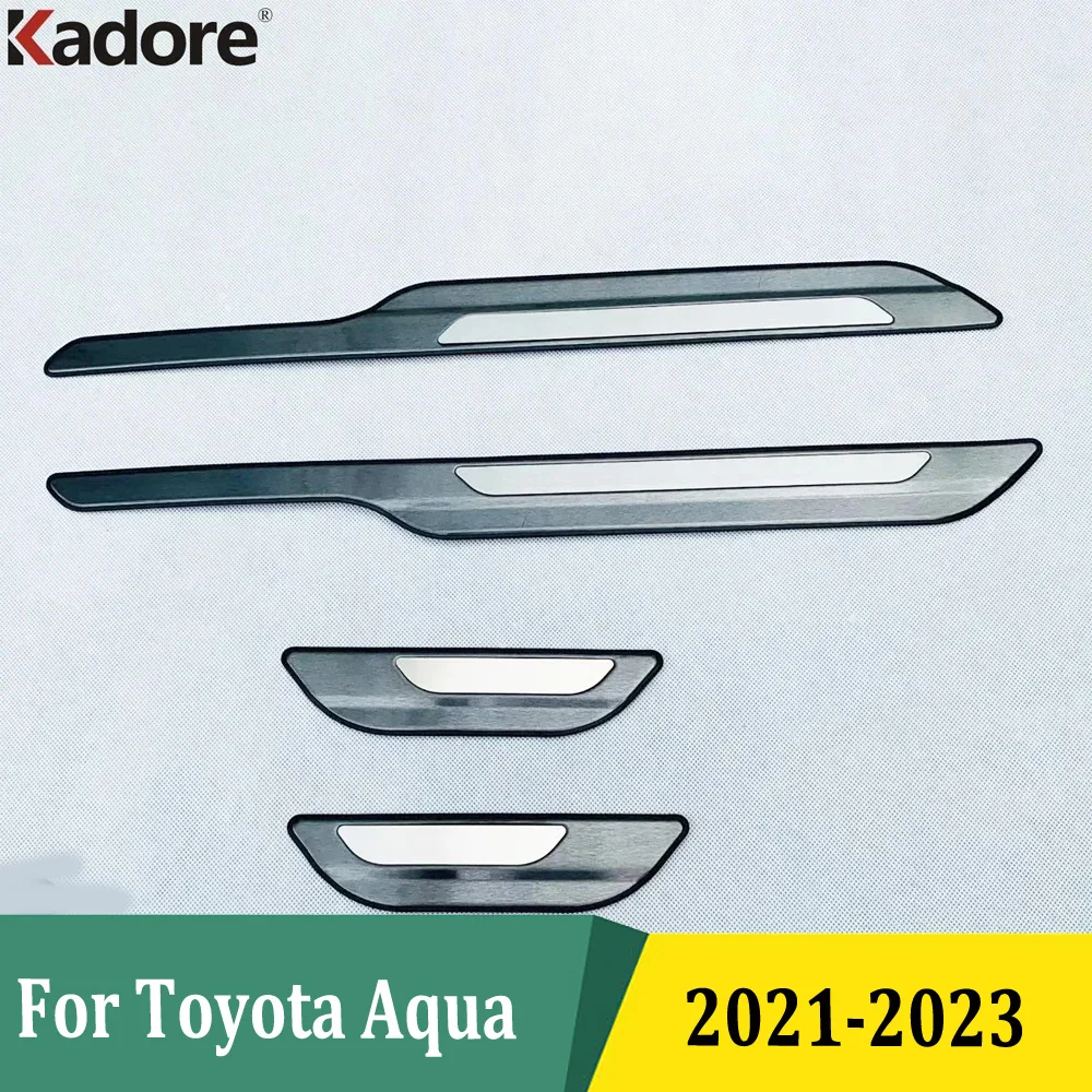 

For Toyota Aqua 2021 2022 2023 Outer Door Sill Scuff Plate Trim Sticker Car Accessories Stainless Steel