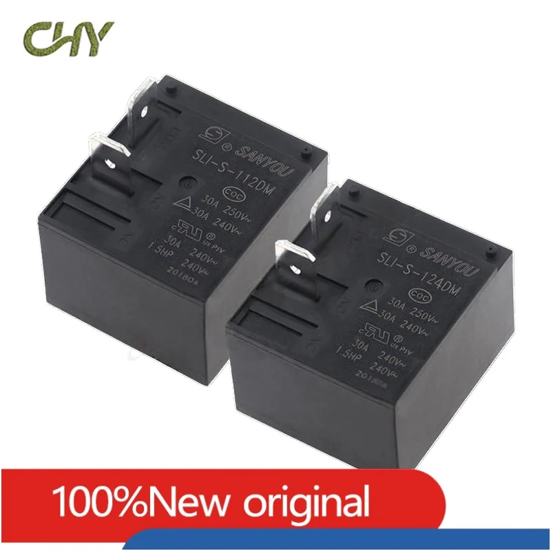 5PCS Original Novo Relé SLI-S-112DM 12VDC SLI-S-124DM 24VDC 30A 4PIN 12V 24V Relé de alimentação Substituível HF2160-1A-12DE SLI-12VDC