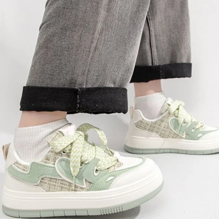 Pink Green Sneakers Casual Platform Sneakers Women Kawaii College Style Retro Vulcanized Shoes Women Korean Fashion Designer