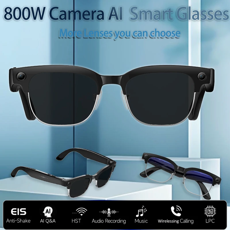 

Новые умные очки с искусственным интеллектом, 8 МП, HD-камера, видео, Bluetooth, интеллектуальный перевод, аккумулятор 290 мАч, голосовой помощник, музыкальные солнцезащитные очки