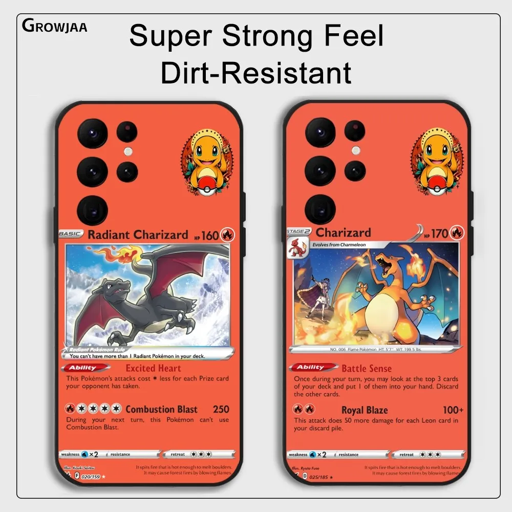 

Card Introduction Charizard Phone Case For Samsung Galaxy S25 S24 S22 S23 Ultra S21 S20 Plus 5G Protective Silicone Funda