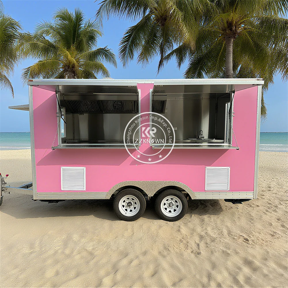 

Mobile Food Truck Fully Equipped Hot Dog Pizza Snack Cart Custom Concession Food Trailer With Full Kitchen