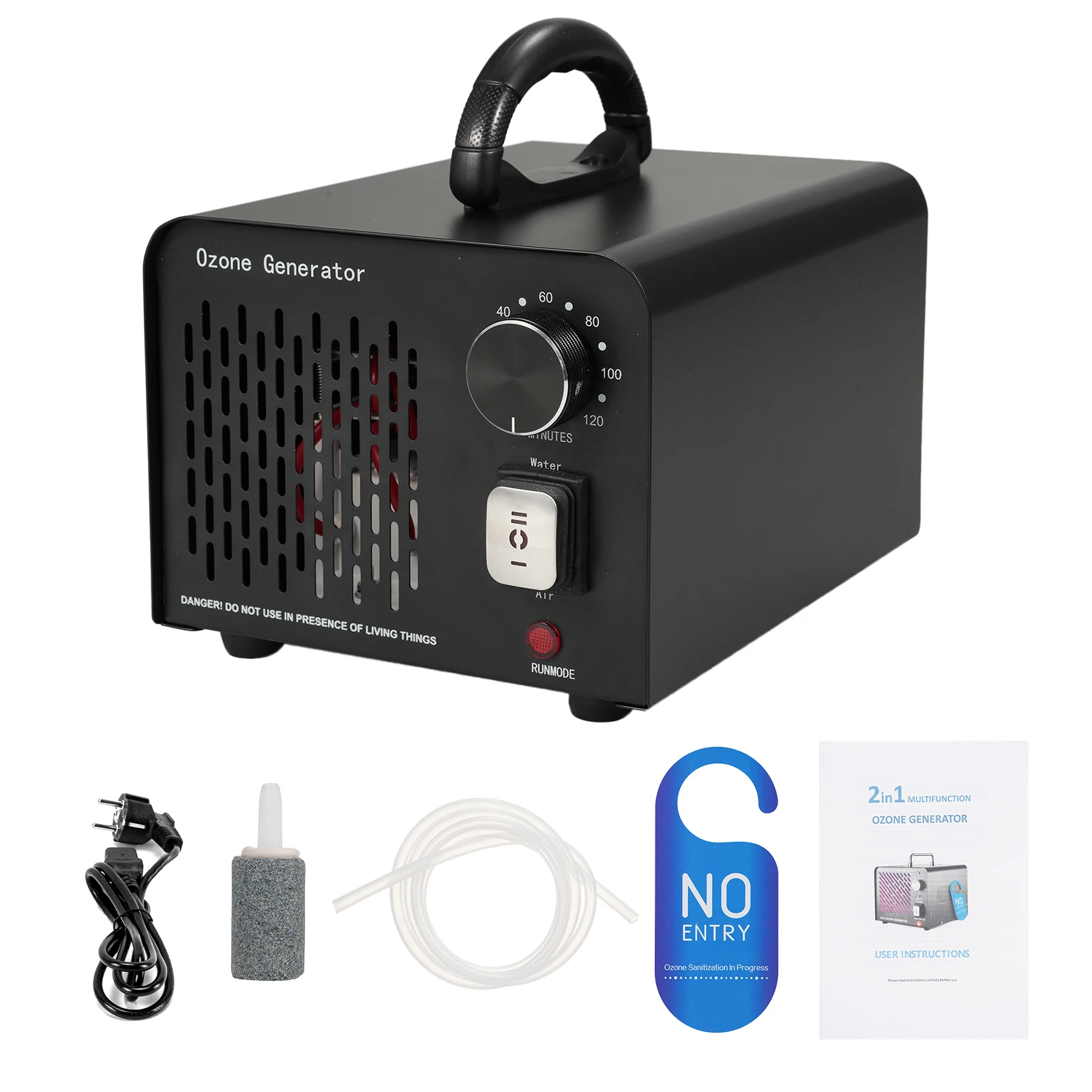 

2 in 1 O3 Generator with Air and Water Modes O3 Machine Ionizer Air Purifier Commercial Industrial for Home Car Office Basement