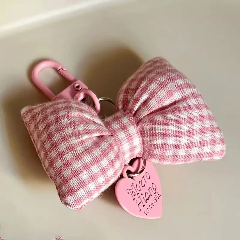 Sweetheart Candy-Colored Gingham Bow Bag Charm