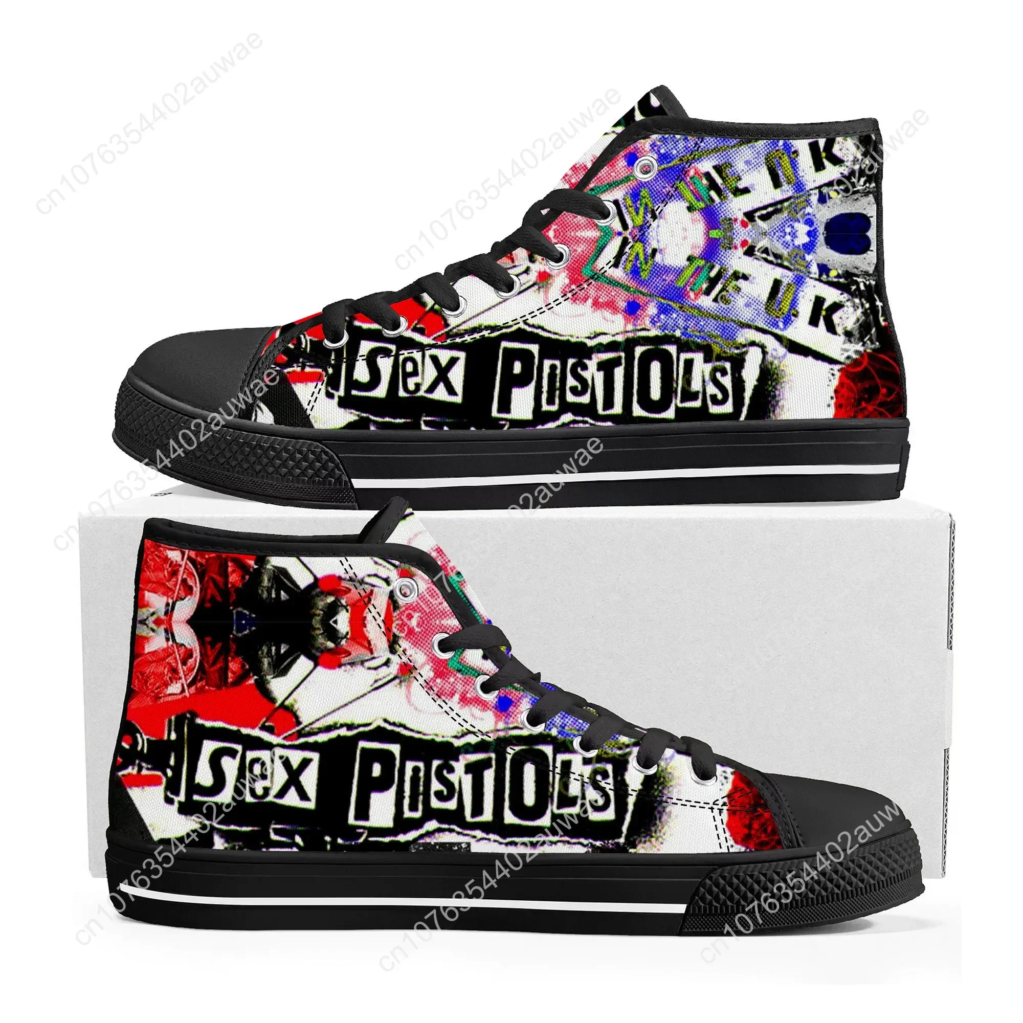 Pistole del sesso Punk Rock Band High Top Sneakers di alta qualità uomo donna adolescente Canvas Sneaker Casual coppia scarpe scarpe personalizzate