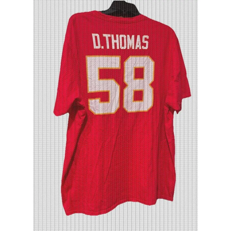 Red Back Size 58 Contrasting Number Letter Print Short Sleeved T-shirt American Football Jersey Style Loose Shoulder Half Sleeve