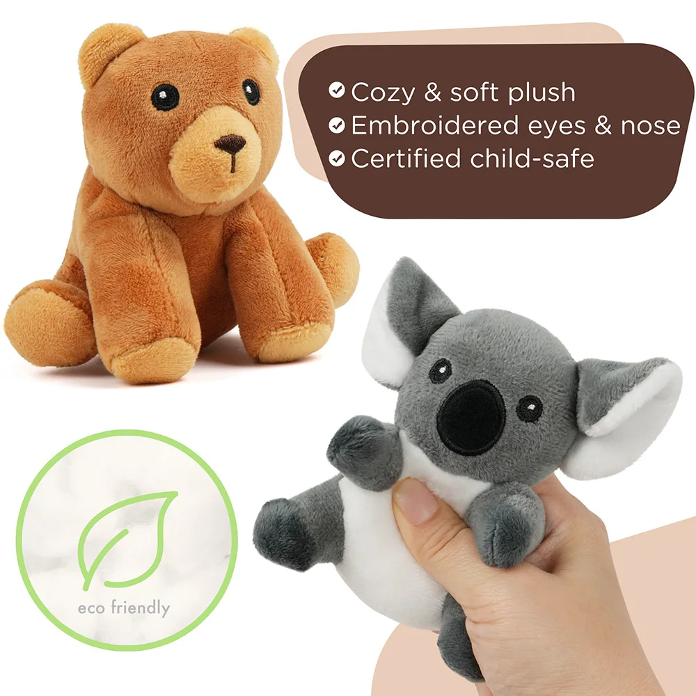 Stuffed Animals, 5 Small Forest Animals, Plush Toy for Kids Toddlers, Bears, Panda, Koala, Polar Bear Christmas Birthday Gifts