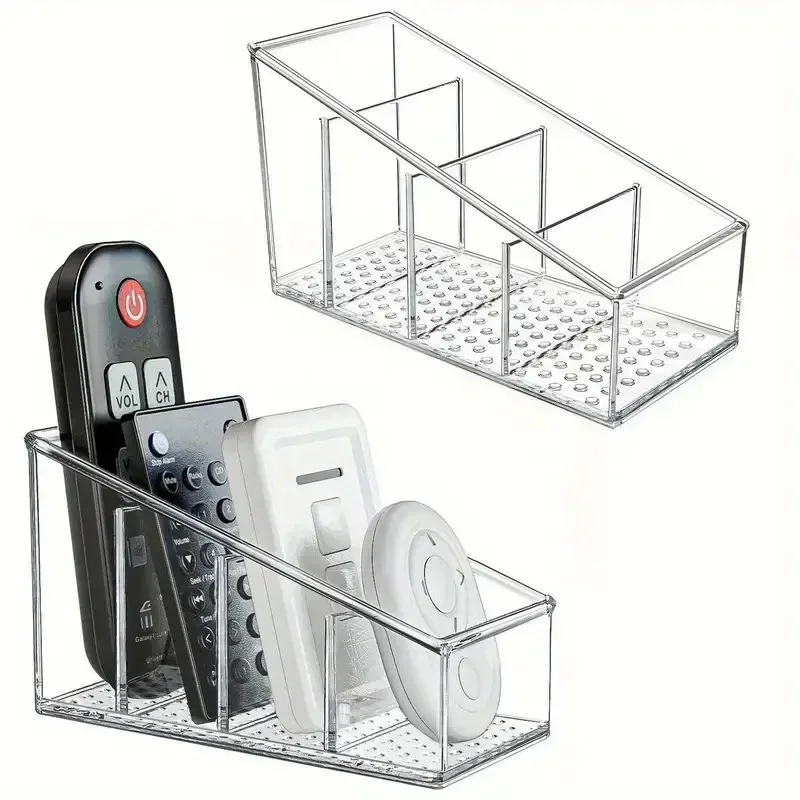 Romote Control Holder with 4 Compartments Clear Romote Holder Home Decor Kitchen Acccessories Make Up Orangizer