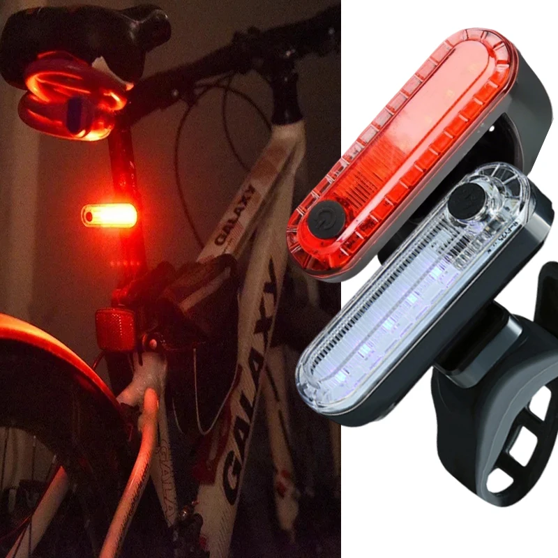 

Bike Rear Tail Light USB Rechargeable White Red LED Bright Bicycle Taillights Safety Warning Helmet Lights Cycling Accessories